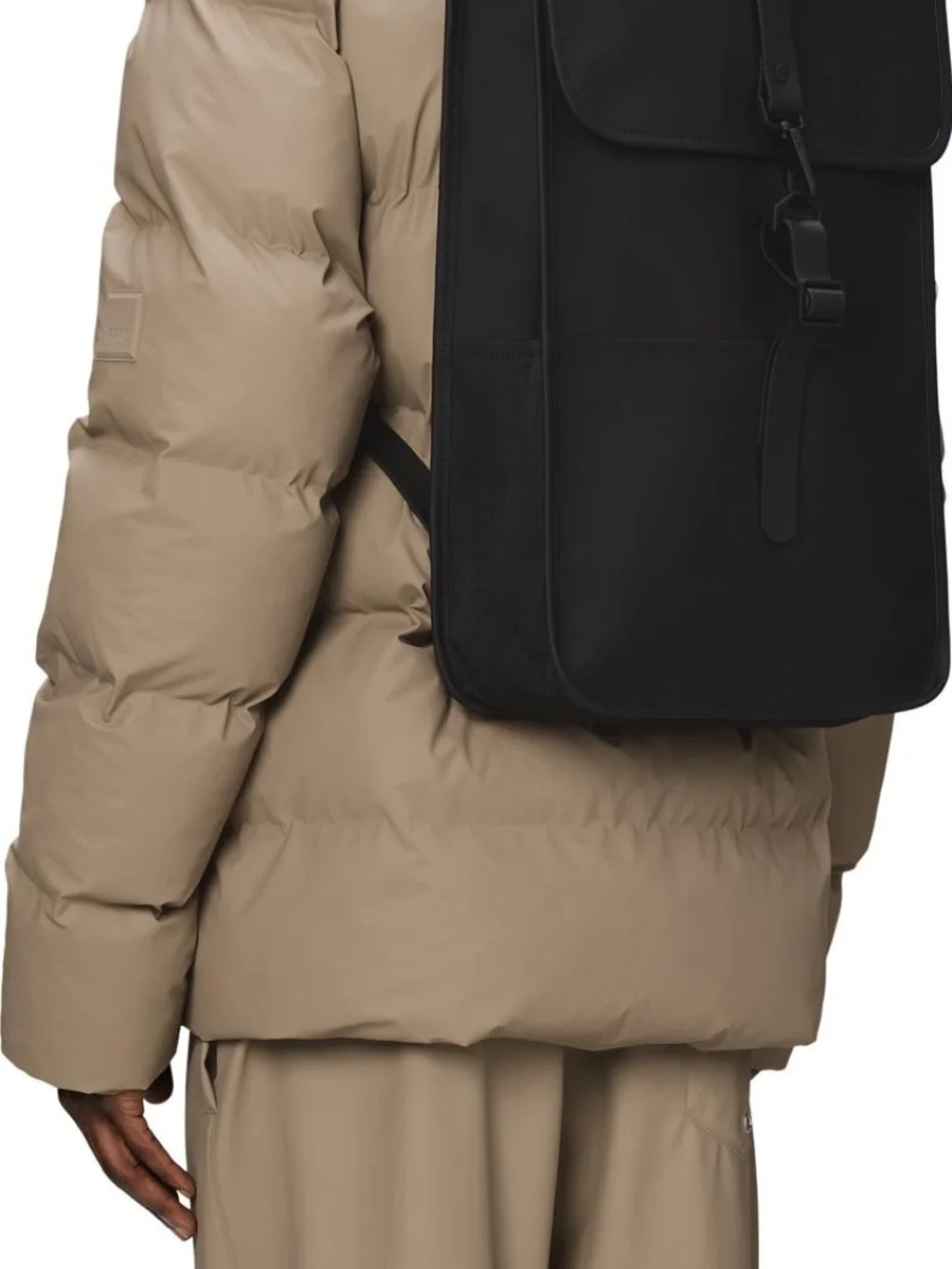 Rains Black Minimalist Backpack withTag